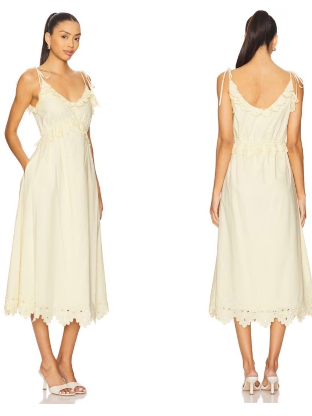 ASTR Lissette Women's M Yellow Midi Dress Girly Wedding Guest Coquette Fairycore